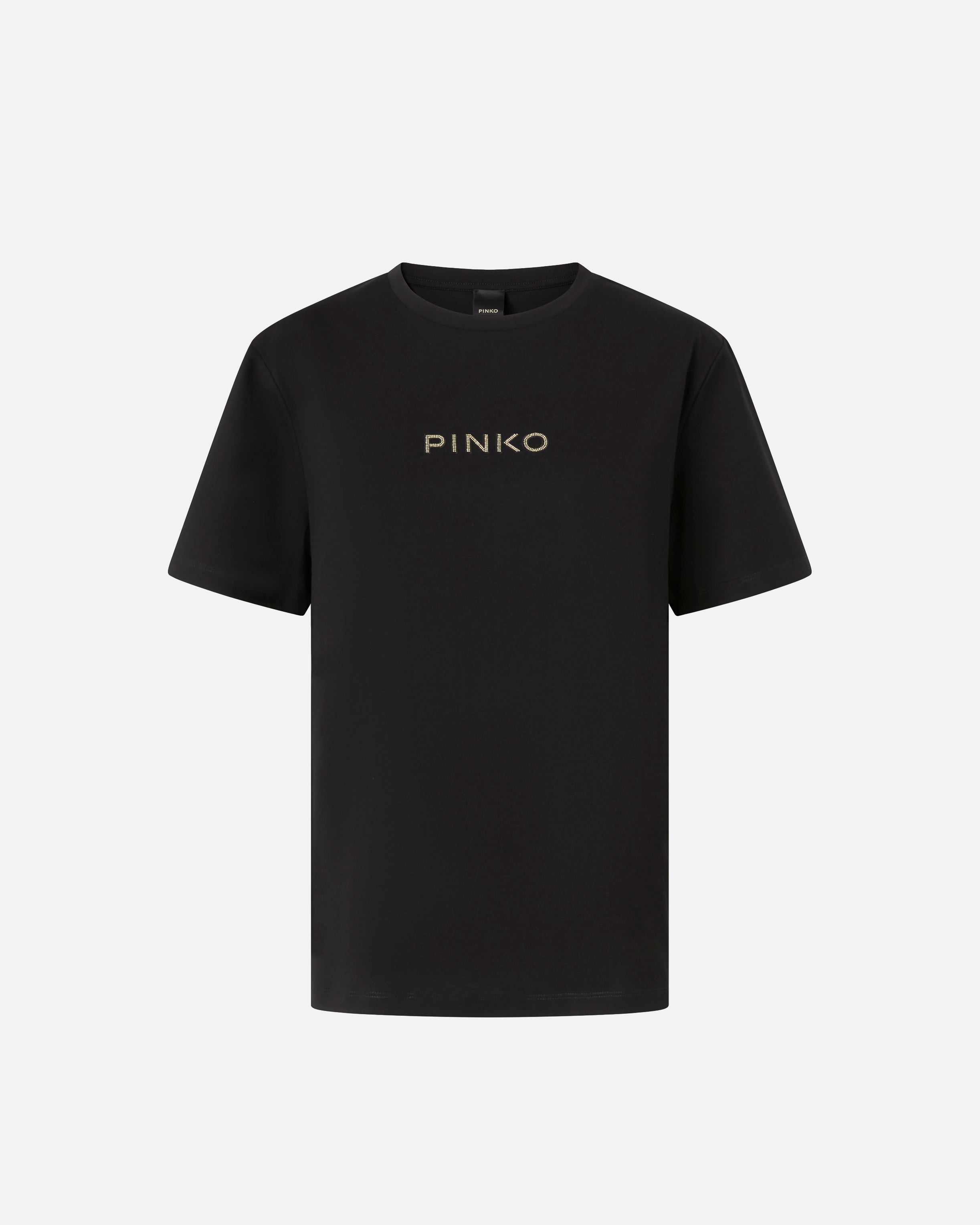 T-shirt logo strass 105526A2RM Z99 PINKO Nero limousine 