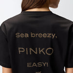 T-shirt logo strass 105526A2RM Z99 PINKO Nero limousine 