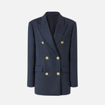 Blazer doppiopetto in lana con bottoni dorati 105617A2SN G02 PINKO Blu-eclissi totale 