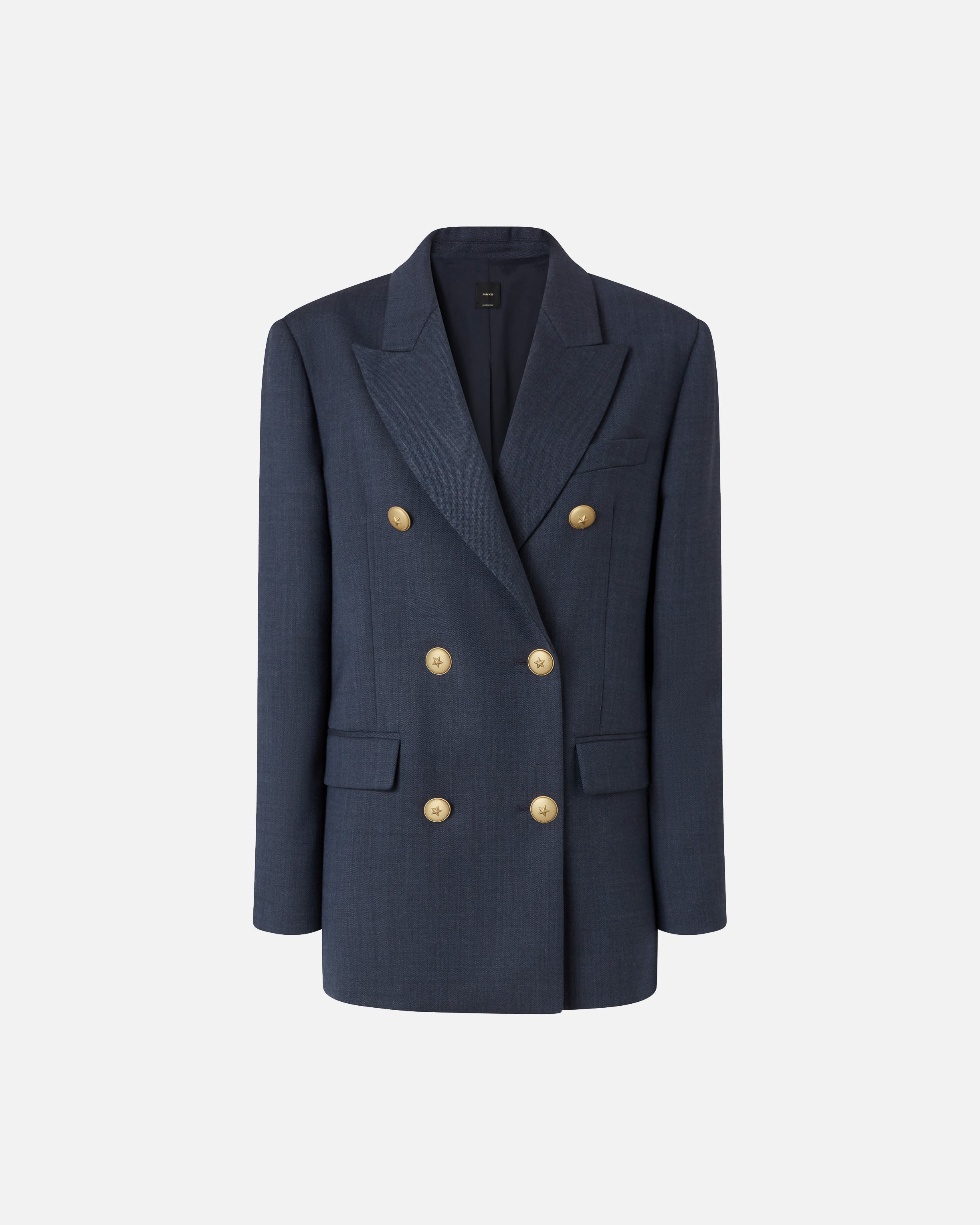 Blazer doppiopetto in lana con bottoni dorati 105617A2SN G02 PINKO Blu-eclissi totale 