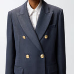 Blazer doppiopetto in lana con bottoni dorati 105617A2SN G02 PINKO Blu-eclissi totale 