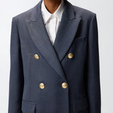 Blazer doppiopetto in lana con bottoni dorati 105617A2SN G02 PINKO Blu-eclissi totale 