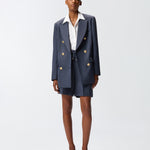 Blazer doppiopetto in lana con bottoni dorati 105617A2SN G02 PINKO Blu-eclissi totale 