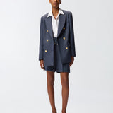 Blazer doppiopetto in lana con bottoni dorati 105617A2SN G02 PINKO Blu-eclissi totale 