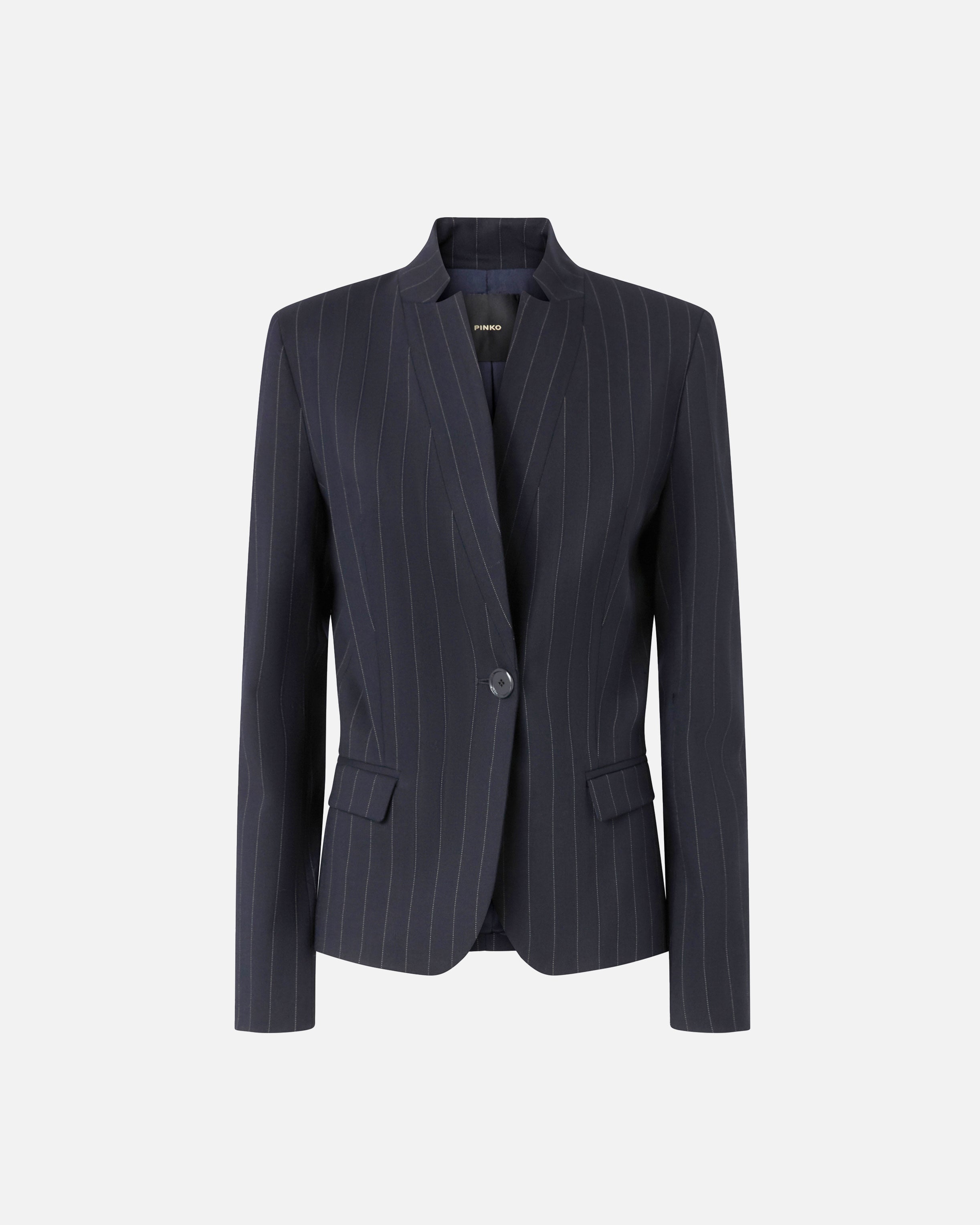 Blazer sfiancato in lana gessata 105626A2QY EZ1 PINKO Blu/bianco 