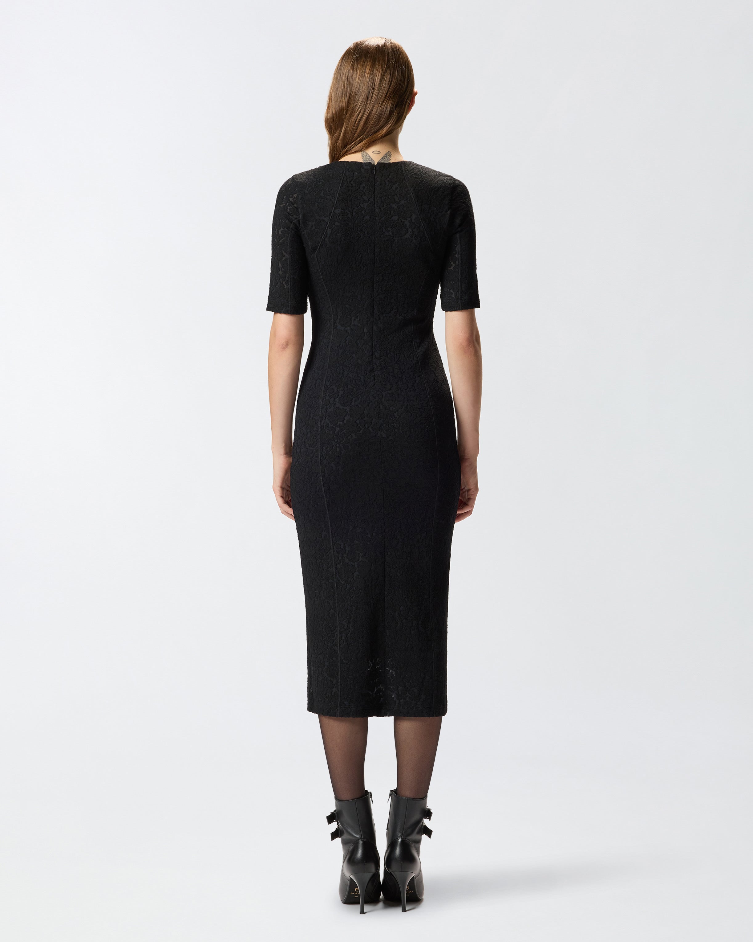 Abito midi in pizzo di maglia 105653A2TW Z99 PINKO Nero limousine 