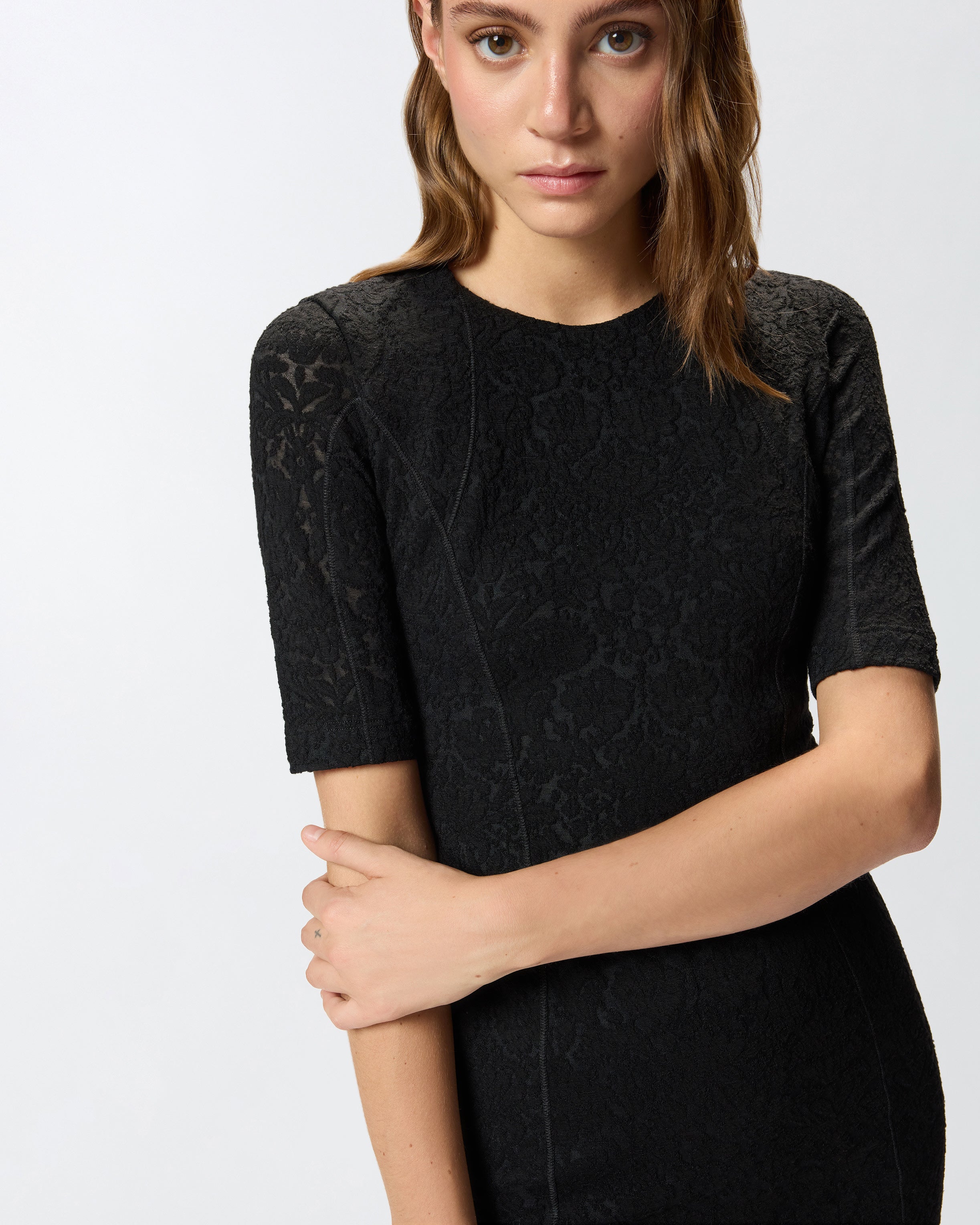 Abito midi in pizzo di maglia 105653A2TW Z99 PINKO Nero limousine 