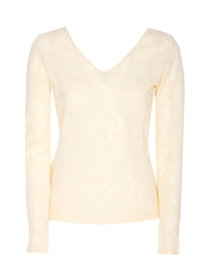Maglia manica lunga ricamata 105655A2TW C03 PINKO Beige g. maroso 