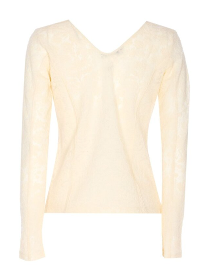 Maglia manica lunga ricamata 105655A2TW C03 PINKO Beige g. maroso 