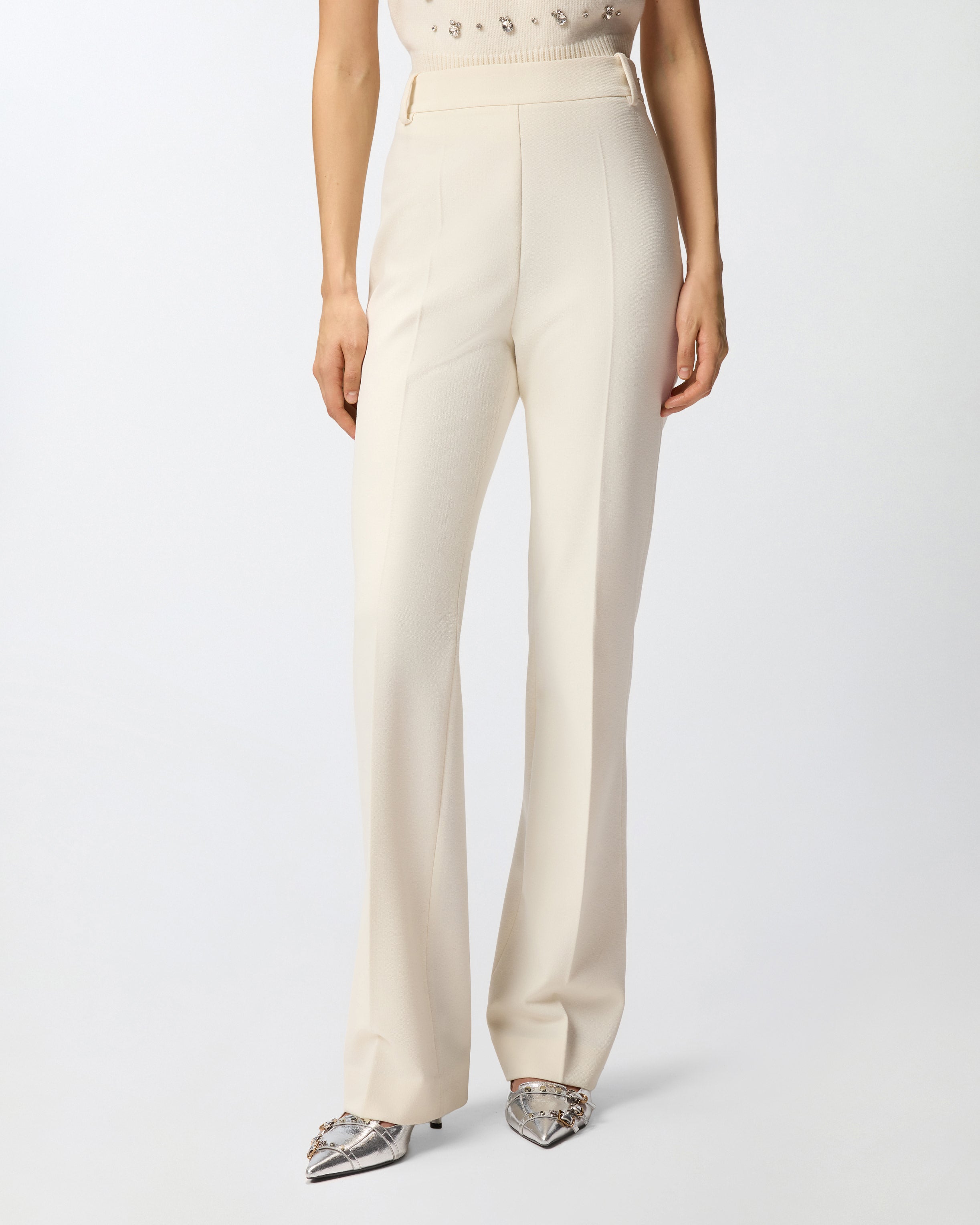 Pantaloni skinny con piega stirata 105671A2QV Z00 PINKO Bianco-gelato vaniglia 