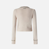 Cardigan girocollo con strass 105686A2S4 I23 PINKO Grigio nuvola argento 