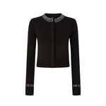 Cardigan girocollo con strass 105686A2S4 Z99 PINKO Nero limousine 