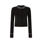 Cardigan girocollo con strass 105686A2S4 Z99 PINKO Nero limousine 
