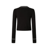 Cardigan girocollo con strass 105686A2S4 Z99 PINKO Nero limousine 