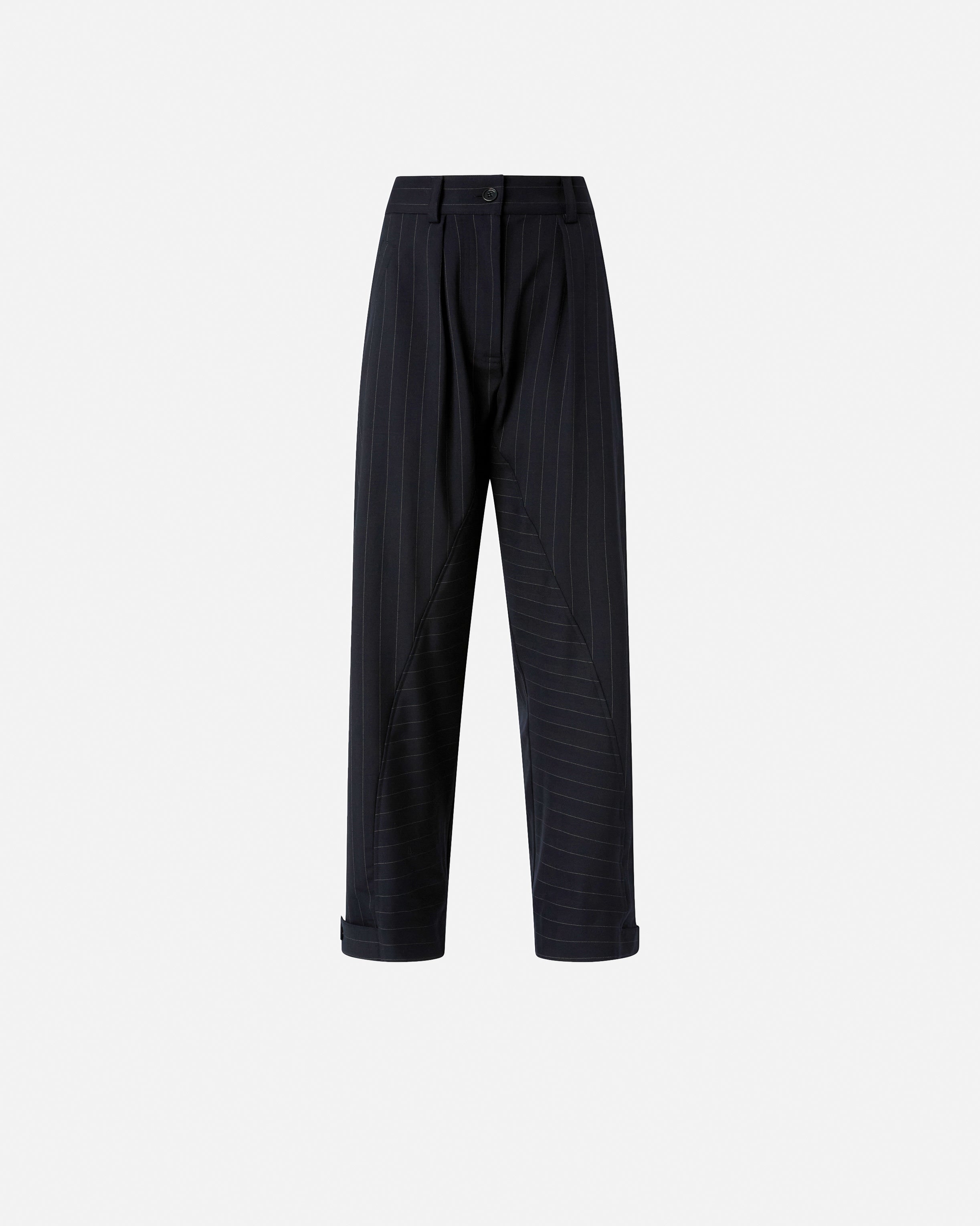 Pantaloni gessati a palloncino in lana 105707A2QY EZ1 PINKO Blu/bianco 