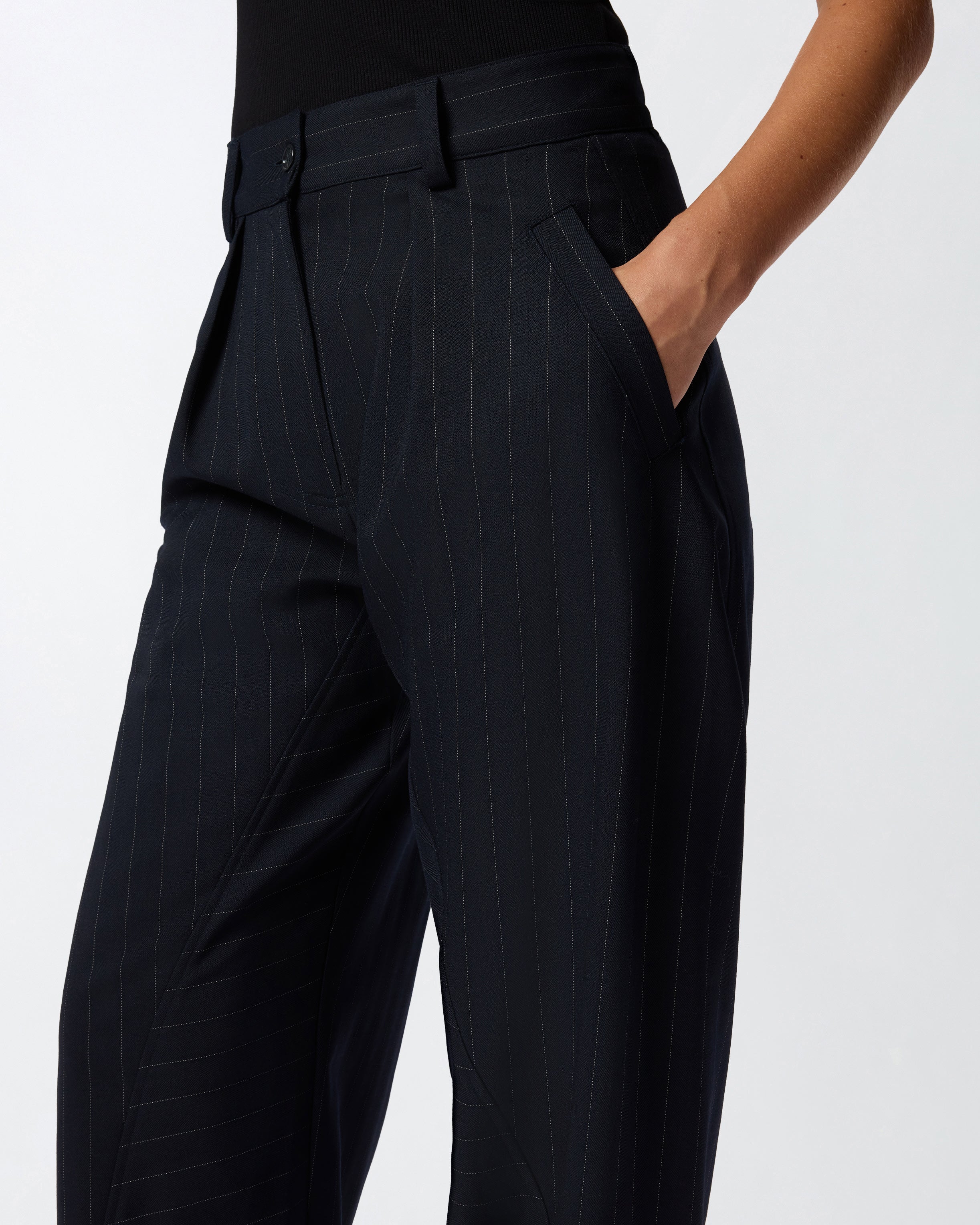 Pantaloni gessati a palloncino in lana 105707A2QY EZ1 PINKO Blu/bianco 