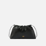 Borsa a spalla grande in pelle con logo 105825A0QO Z99Q PINKO Nero-antigue 