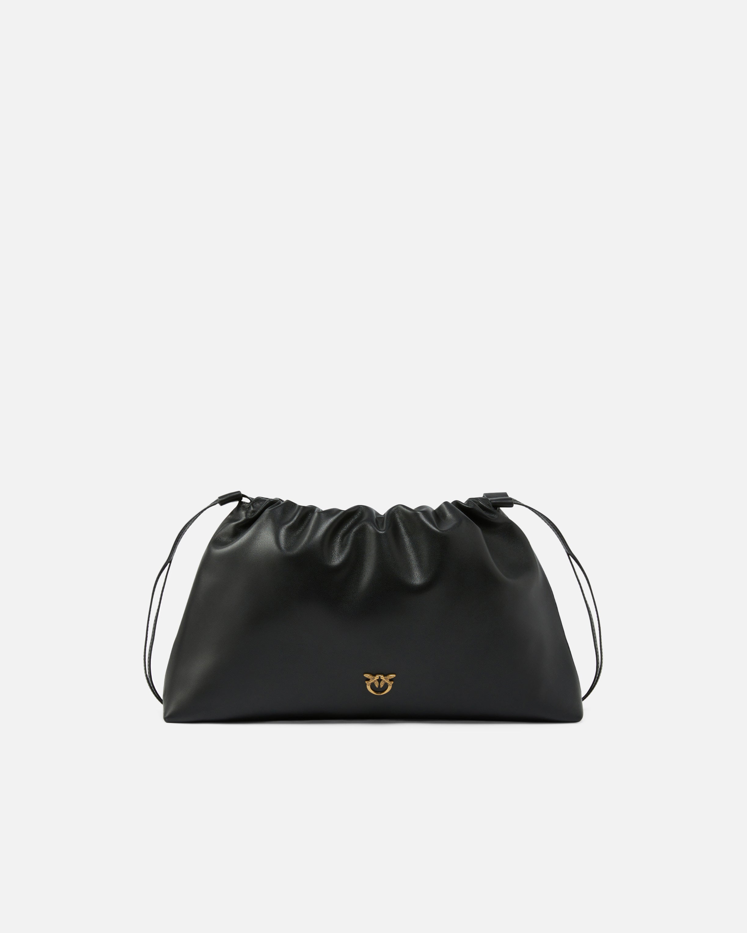 Borsa a spalla grande in pelle con logo 105825A0QO Z99Q PINKO Nero-antigue 
