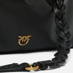 Borsa a spalla grande in pelle con logo 105825A0QO Z99Q PINKO Nero-antigue 