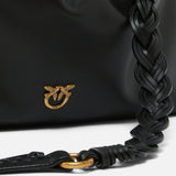 Borsa a spalla grande in pelle con logo 105825A0QO Z99Q PINKO Nero-antigue 