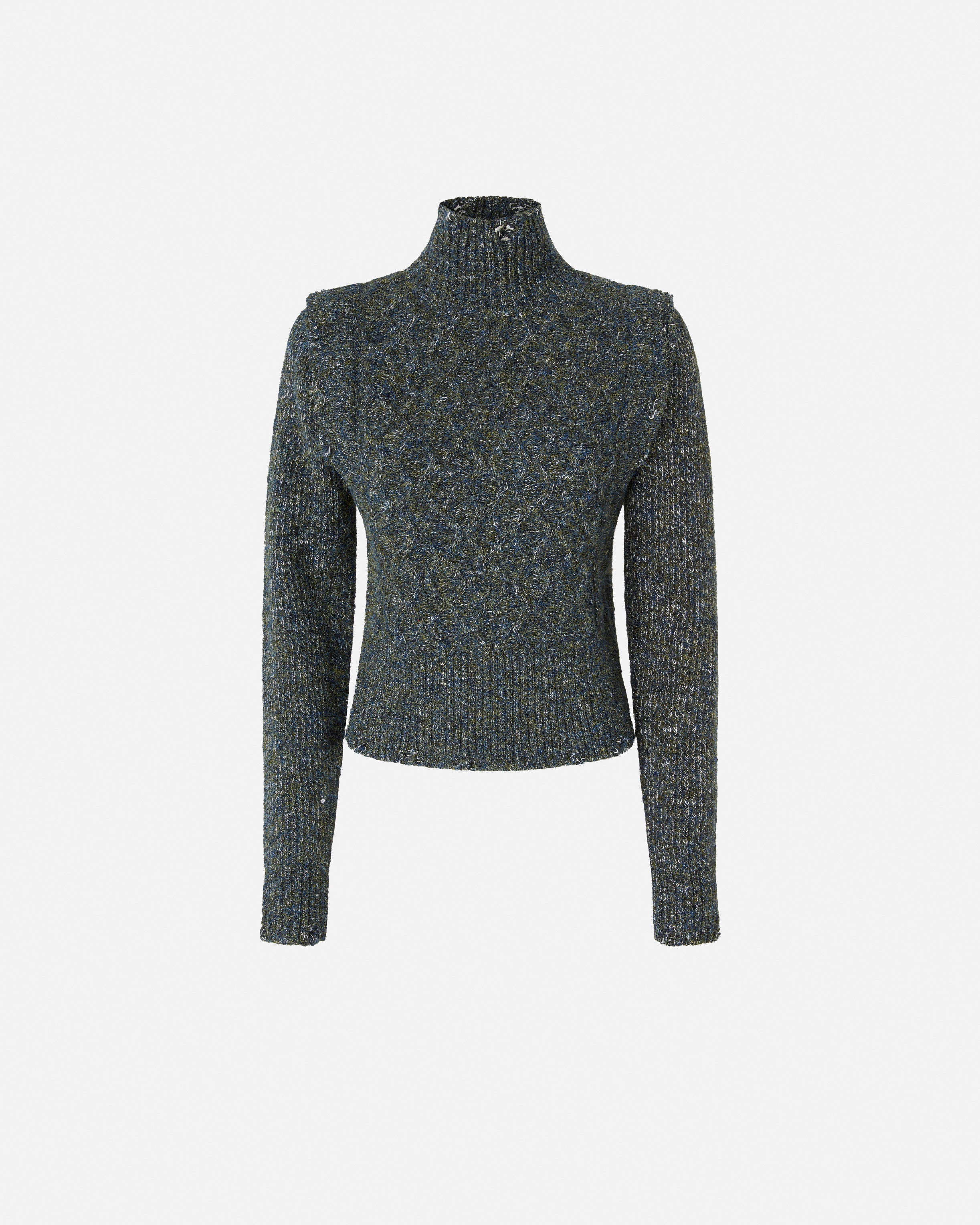 Dolcevita in maglia a trecce 105968A2YB IG1 PINKO Grigio/ble/verde 