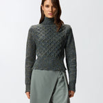 Dolcevita in maglia a trecce 105968A2YB IG1 PINKO Grigio/ble/verde 