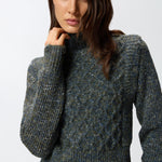 Dolcevita in maglia a trecce 105968A2YB IG1 PINKO Grigio/ble/verde 