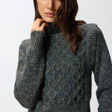 Dolcevita in maglia a trecce 105968A2YB IG1 PINKO Grigio/ble/verde 