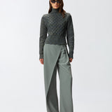 Dolcevita in maglia a trecce 105968A2YB IG1 PINKO Grigio/ble/verde 