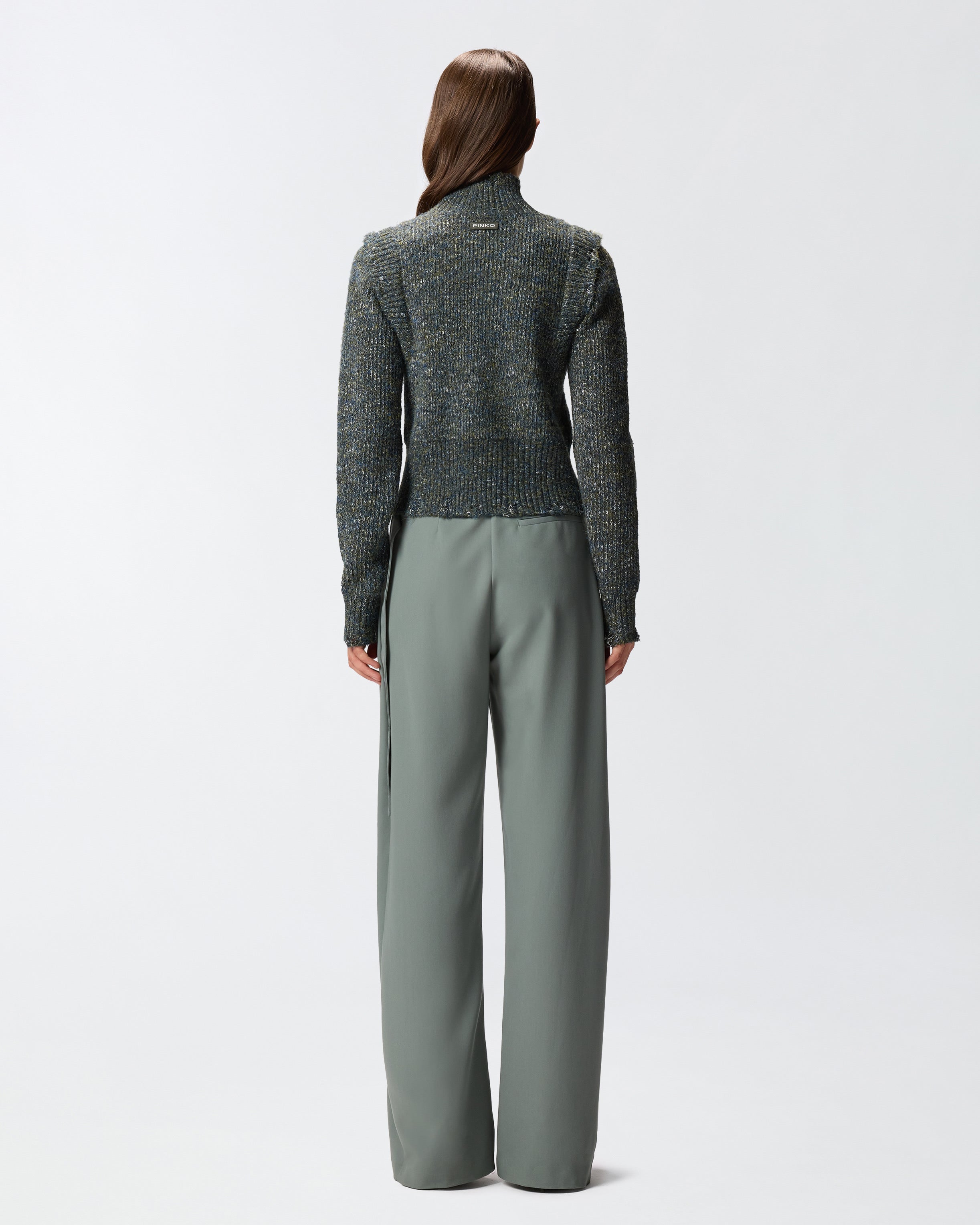 Dolcevita in maglia a trecce 105968A2YB IG1 PINKO Grigio/ble/verde 