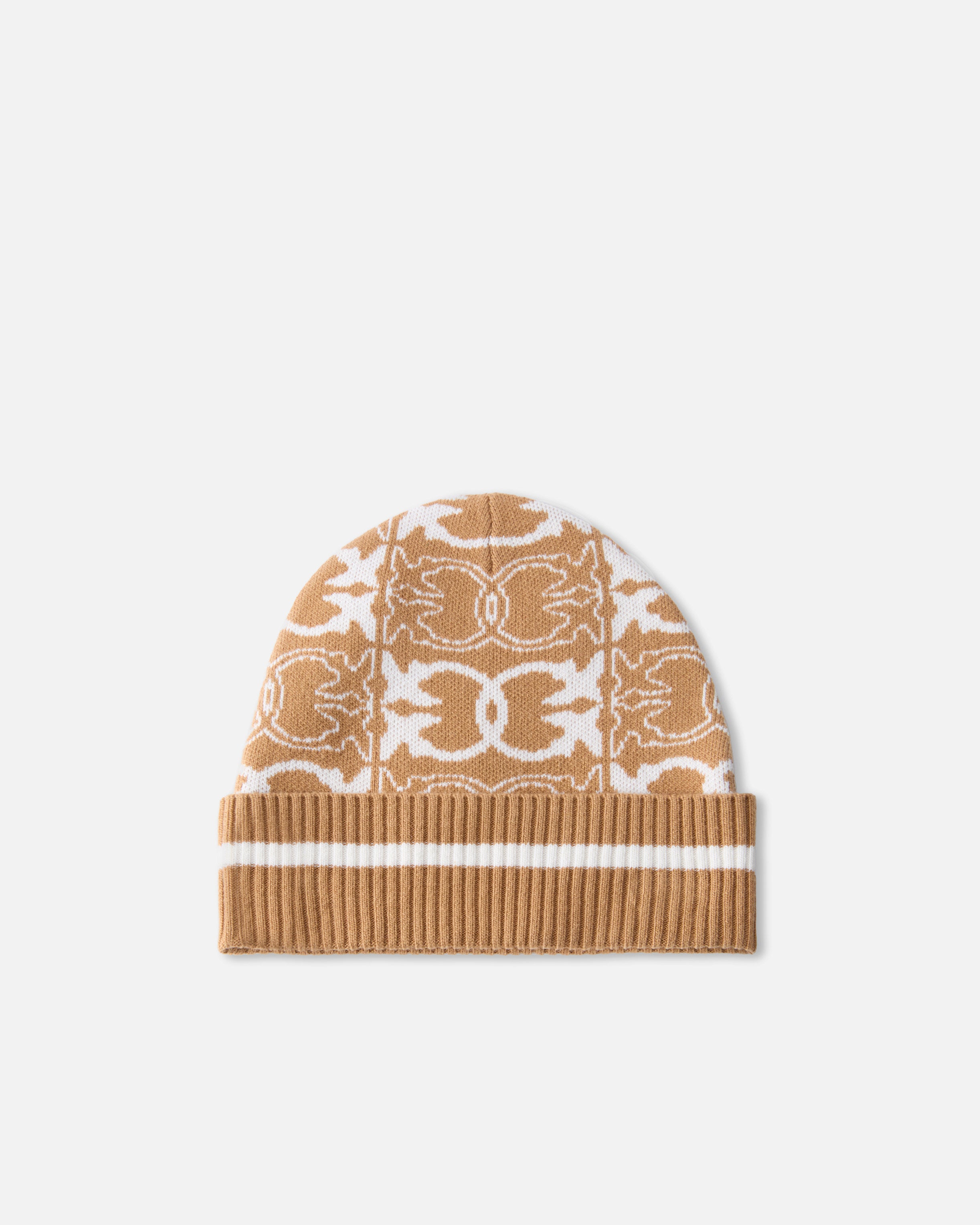 Cappello con logo jacquard 105991A2YO MZ2 PINKO Cammello/bianco 