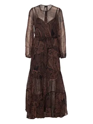 Vestito lungo con stampa cachemire metallizzata 106729A389 ZL1 PINKO Moro 