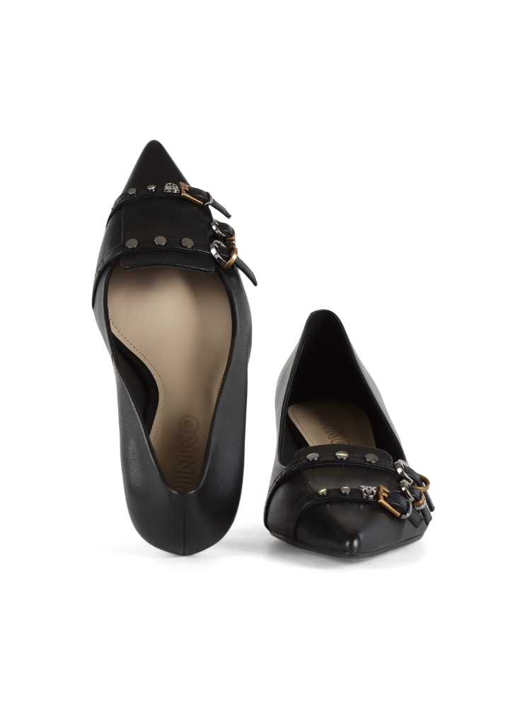 Decollettè in pelle con borchie SD036P001 Z99 PINKO Black 