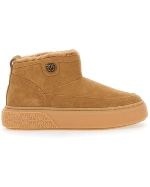 Stivaletto in pelle scamosciata con pelliccia SS0105P055 MC0 PINKO Cognac 