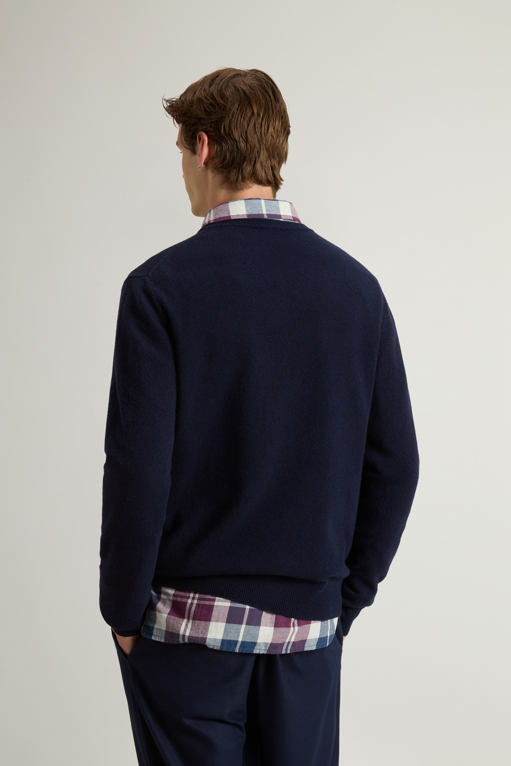 Maglia girocollo in lambswoll CFWOKN0278MRUF0469 3989 WOOLRICH Melton blue 