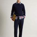 Maglia girocollo in lambswoll CFWOKN0278MRUF0469 3989 WOOLRICH Melton blue 