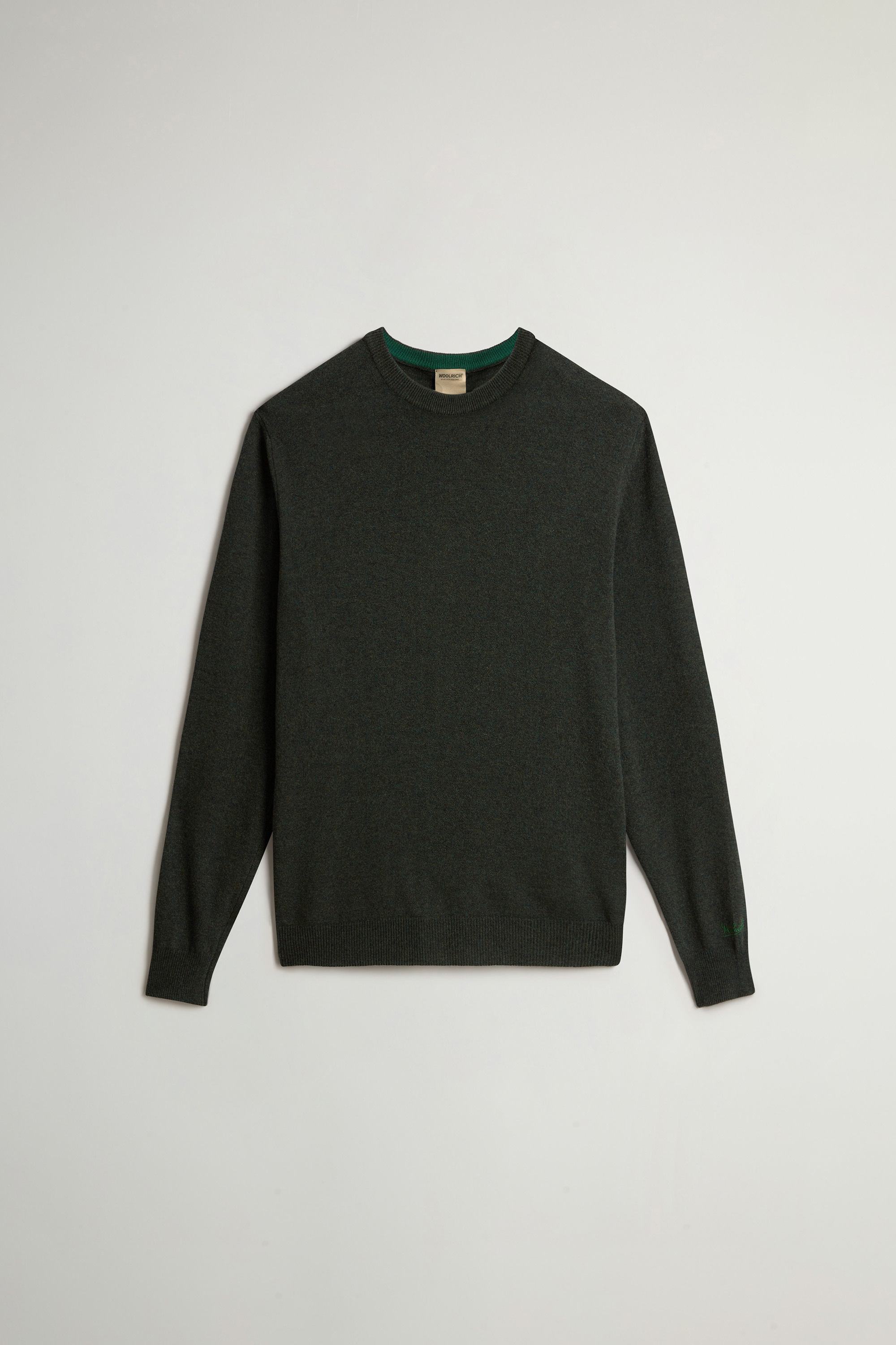 Maglia girocollo in lambswoll CFWOKN0278MRUF0469 6006 WOOLRICH Greenstone 