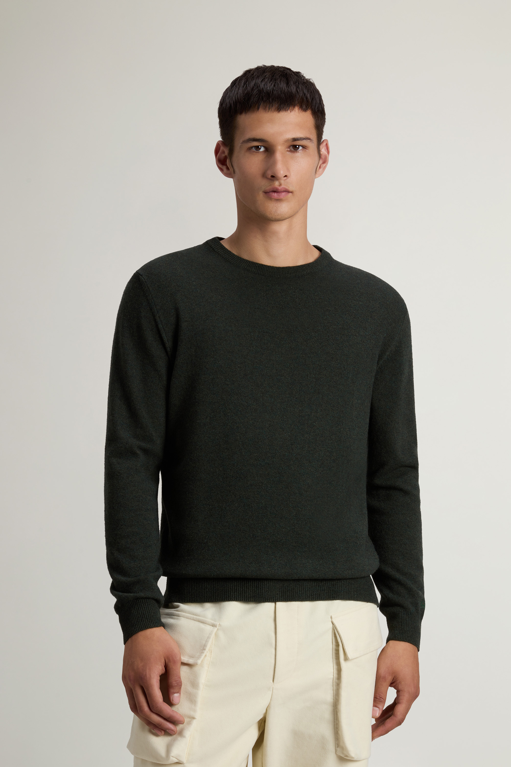 Maglia girocollo in lambswoll CFWOKN0278MRUF0469 6006 WOOLRICH Greenstone 