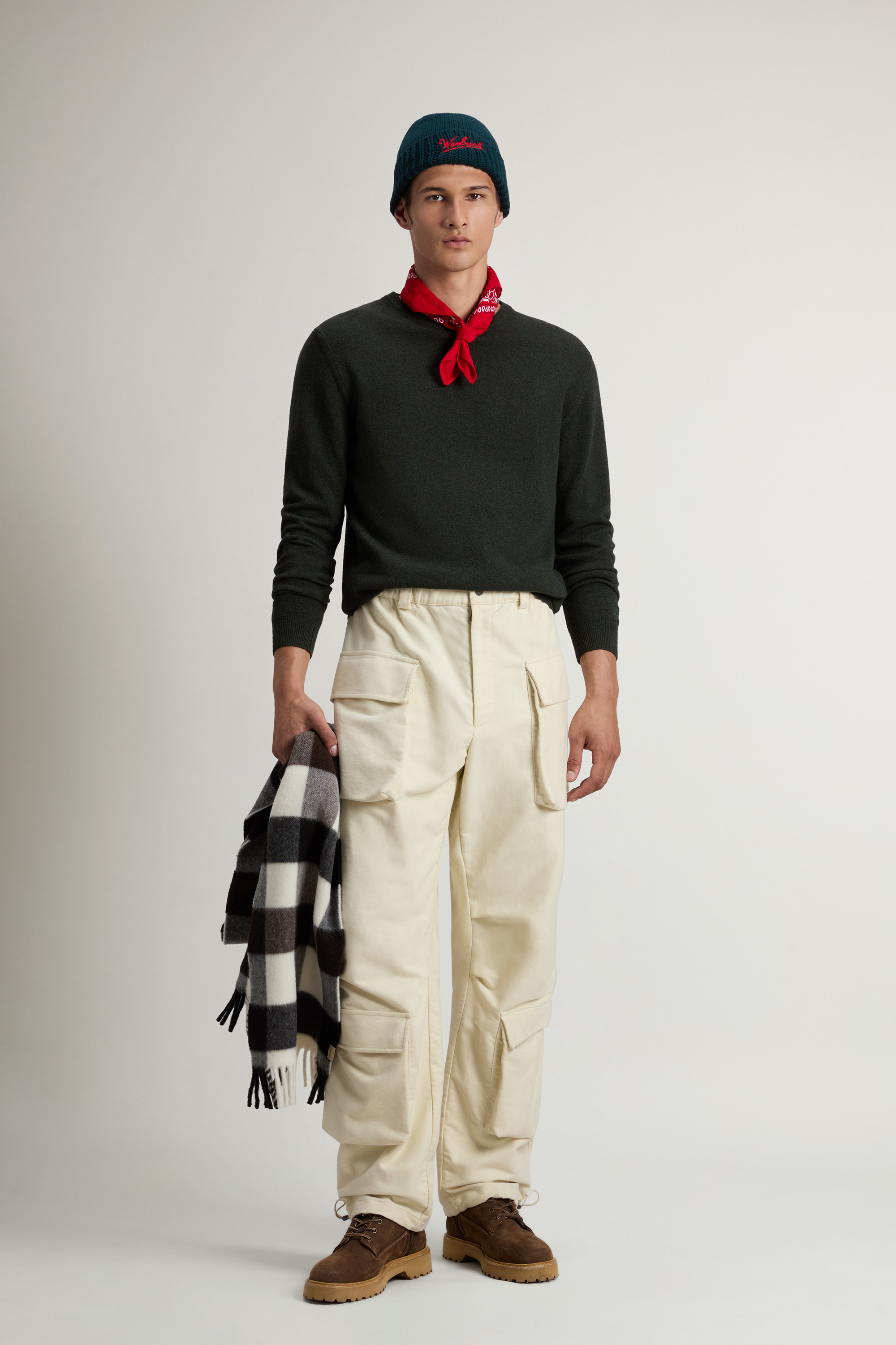 Maglia girocollo in lambswoll CFWOKN0278MRUF0469 6006 WOOLRICH Greenstone 