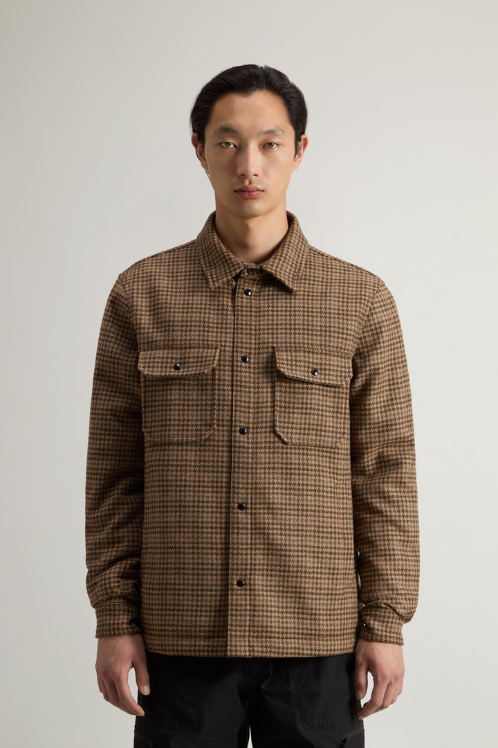 Giacca a camicia in misto lana CFWOOS2018MRUT3046 8880 WOOLRICH Beige pied de poule 