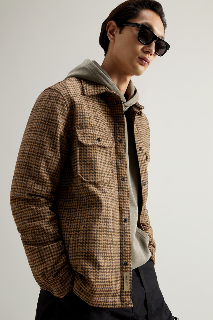 Giacca a camicia in misto lana CFWOOS2018MRUT3046 8880 WOOLRICH Beige pied de poule 