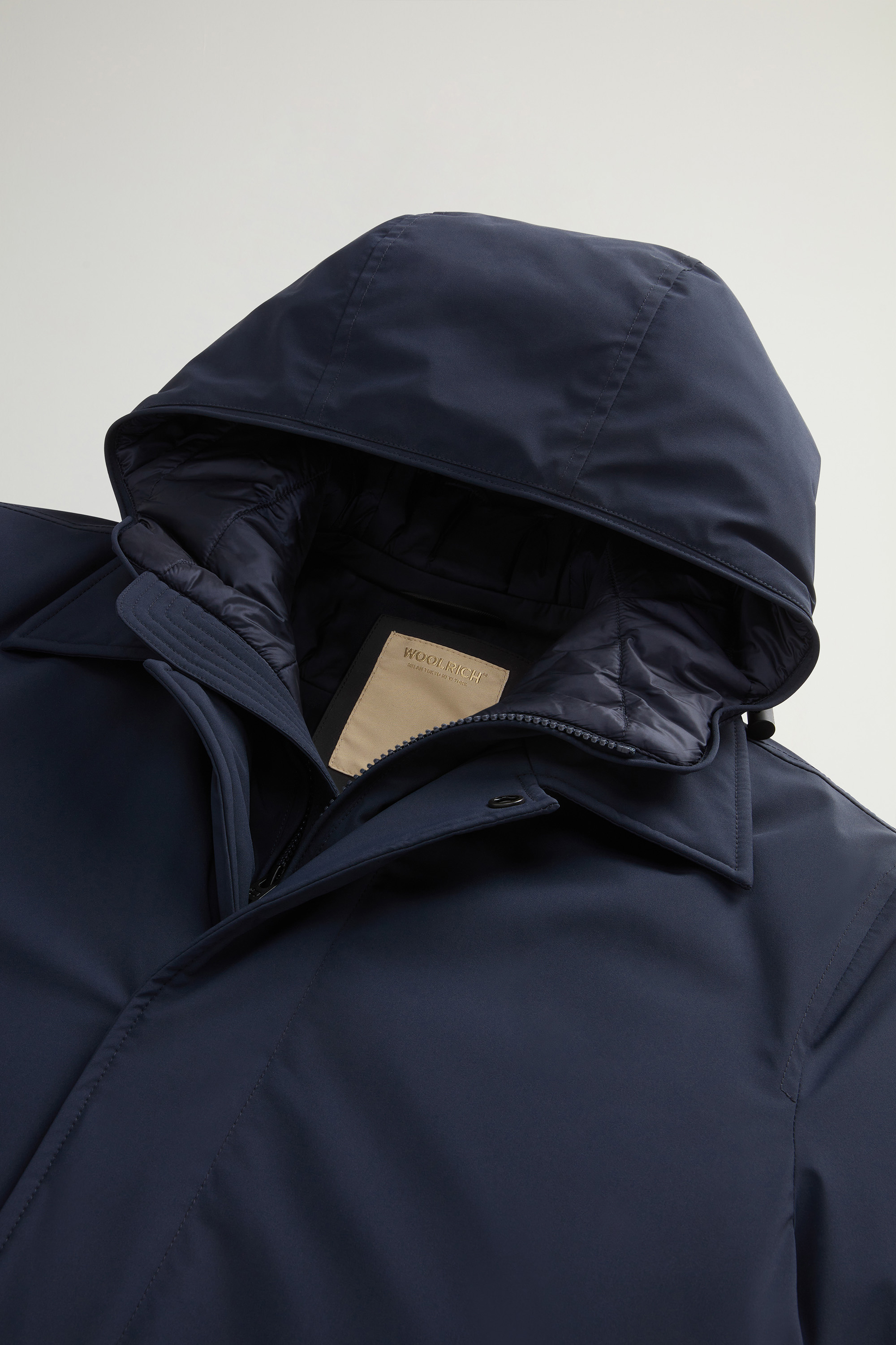 Giaccone con cappuccio CFWOOU0928MRUT3339 3989 WOOLRICH Melton blue 