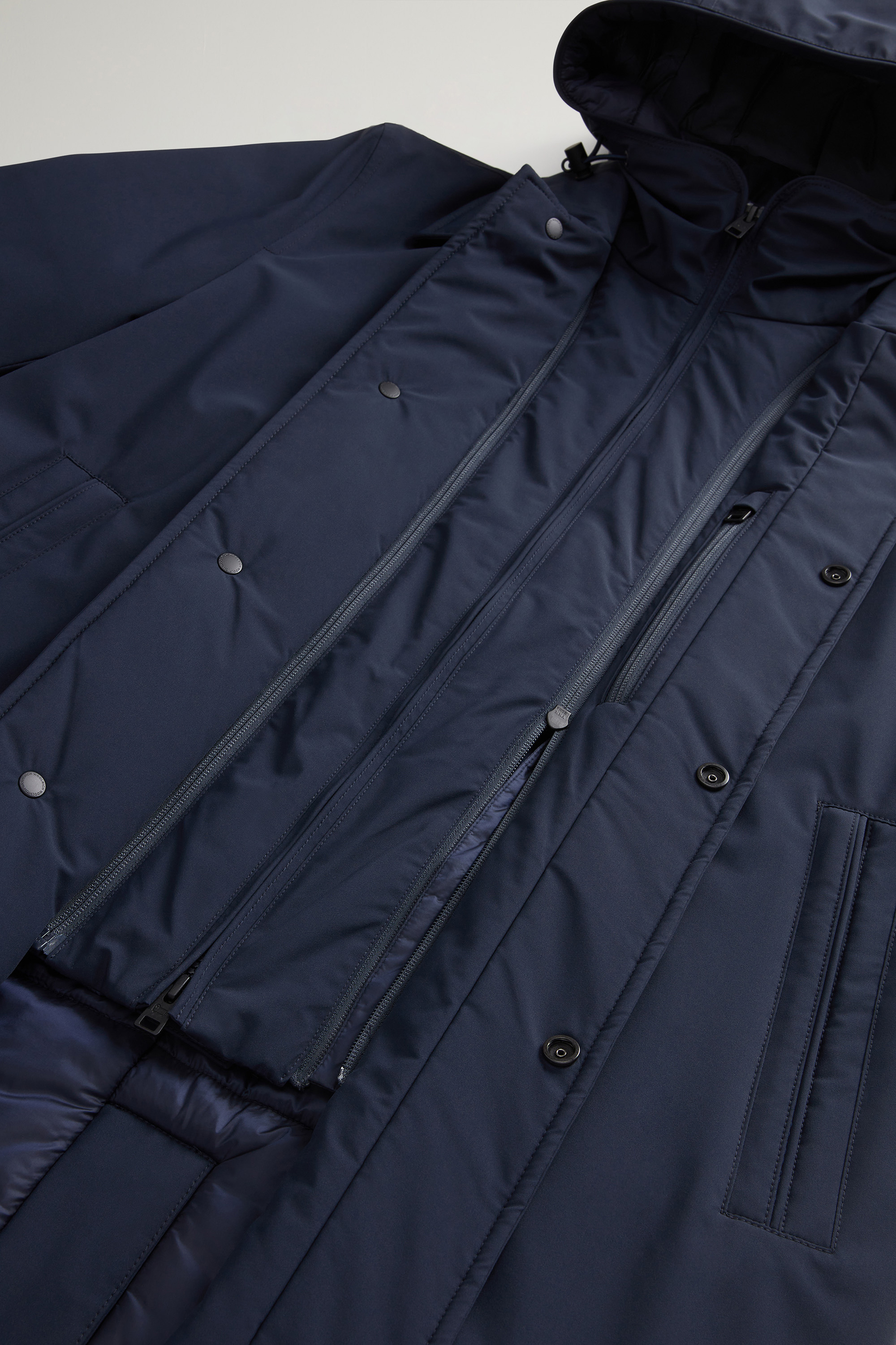 Giaccone con cappuccio CFWOOU0928MRUT3339 3989 WOOLRICH Melton blue 
