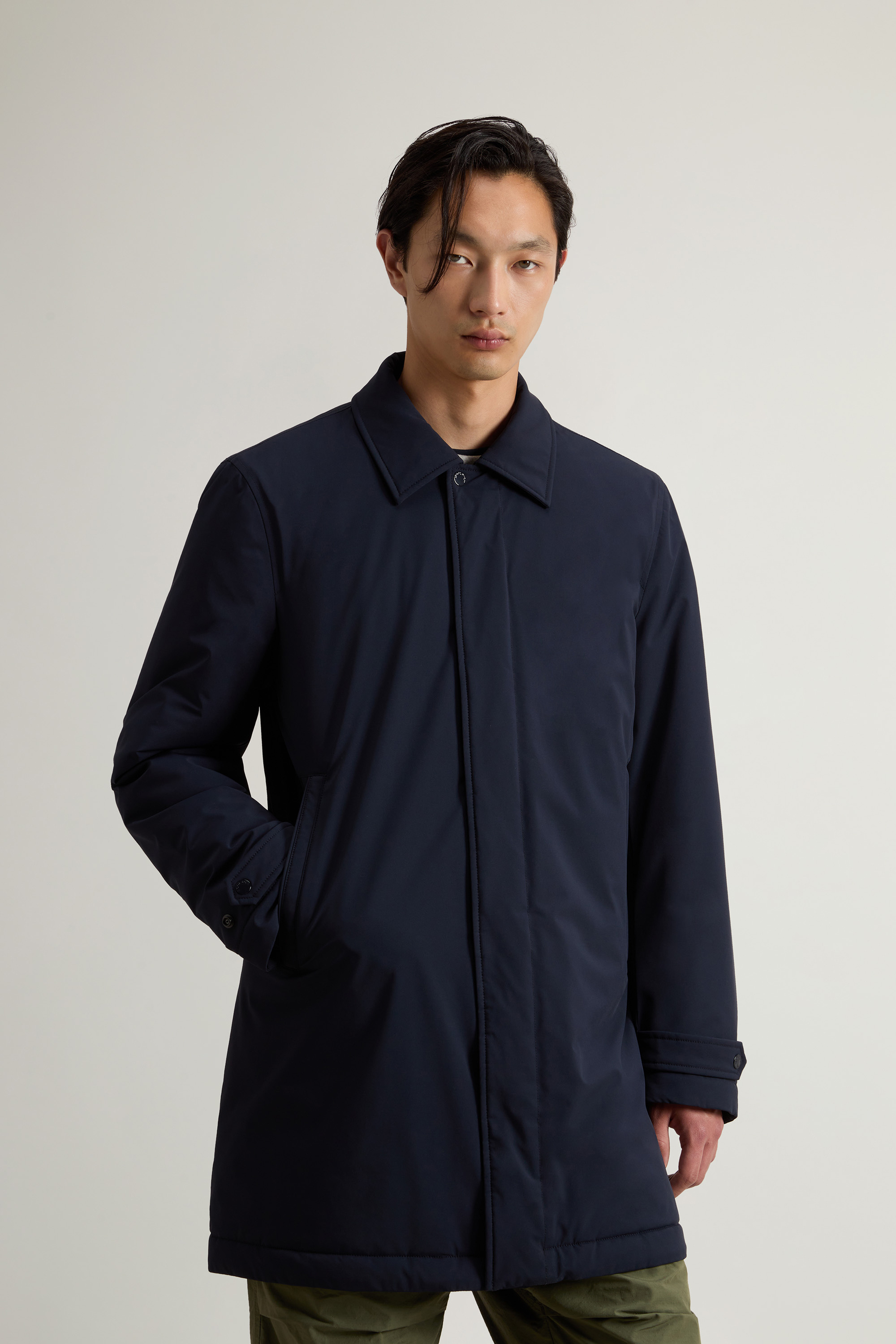 Giaccone con cappuccio CFWOOU0928MRUT3339 3989 WOOLRICH Melton blue 