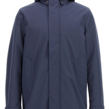 Giaccone lungo con cappuccio staccabile CFWOOU2017MRUT3496 3989 WOOLRICH Melton blue 