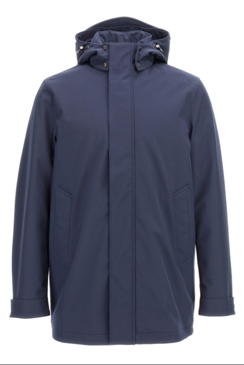 Giaccone lungo con cappuccio staccabile CFWOOU2017MRUT3496 3989 WOOLRICH Melton blue 