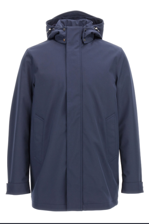 Giaccone lungo con cappuccio staccabile CFWOOU2017MRUT3496 3989 WOOLRICH Melton blue 