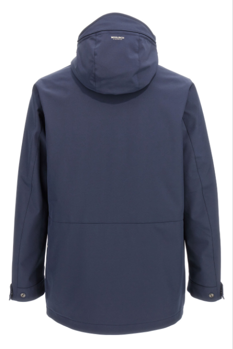 Giaccone lungo con cappuccio staccabile CFWOOU2017MRUT3496 3989 WOOLRICH Melton blue 