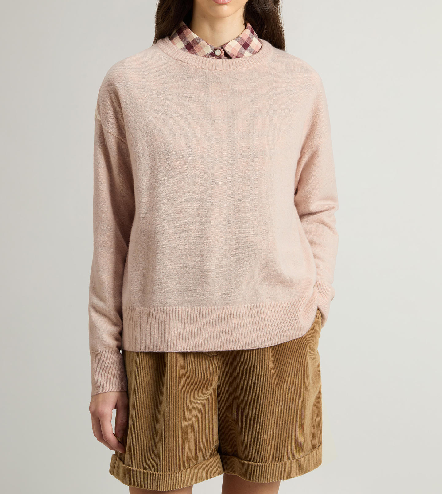 Maglia girocollo in misto lana vergine e cashmere CFWWKN2025FRUF5067 4415 WOOLRICH Silver peony 