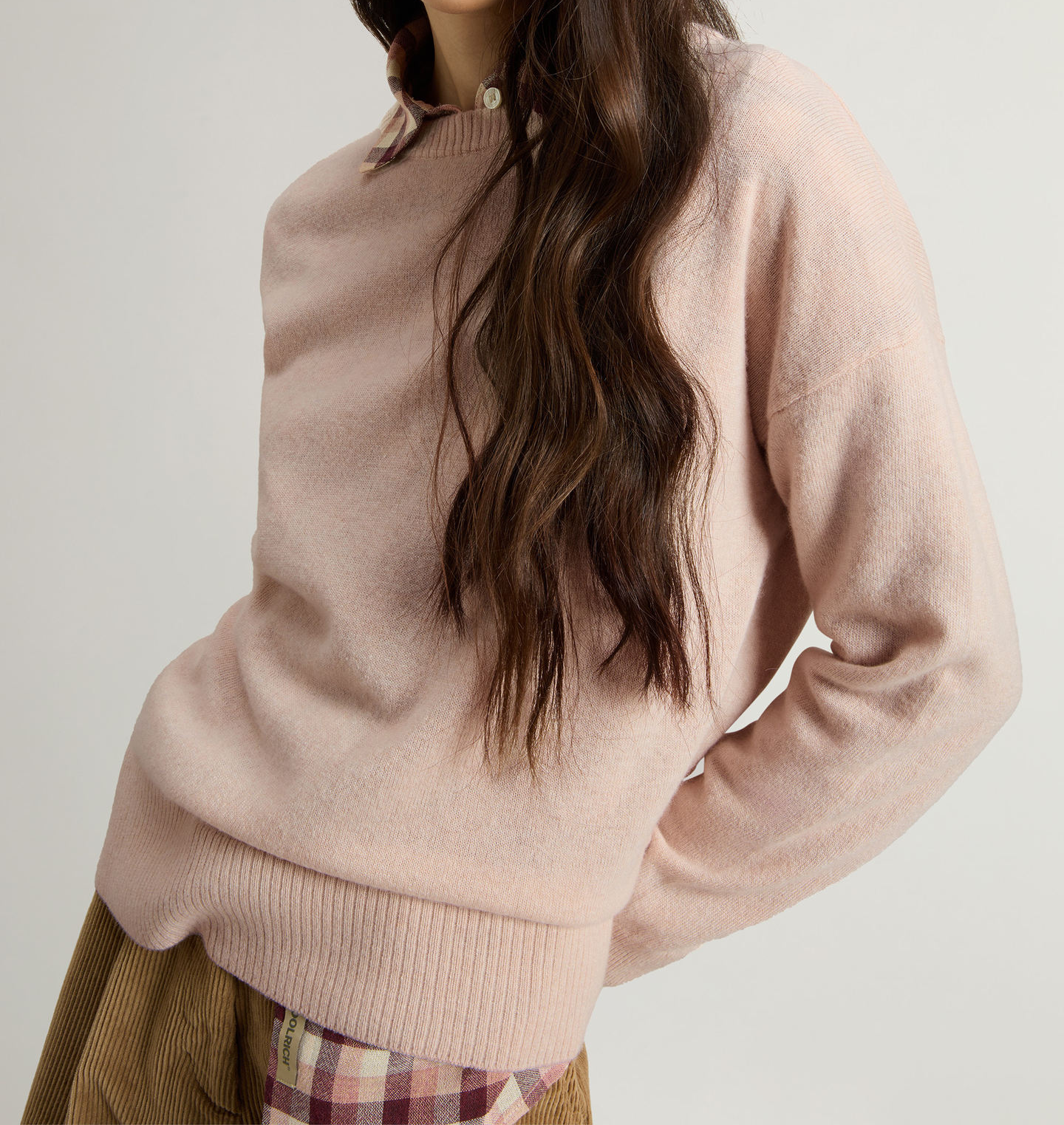 Maglia girocollo in misto lana vergine e cashmere CFWWKN2025FRUF5067 4415 WOOLRICH Silver peony 